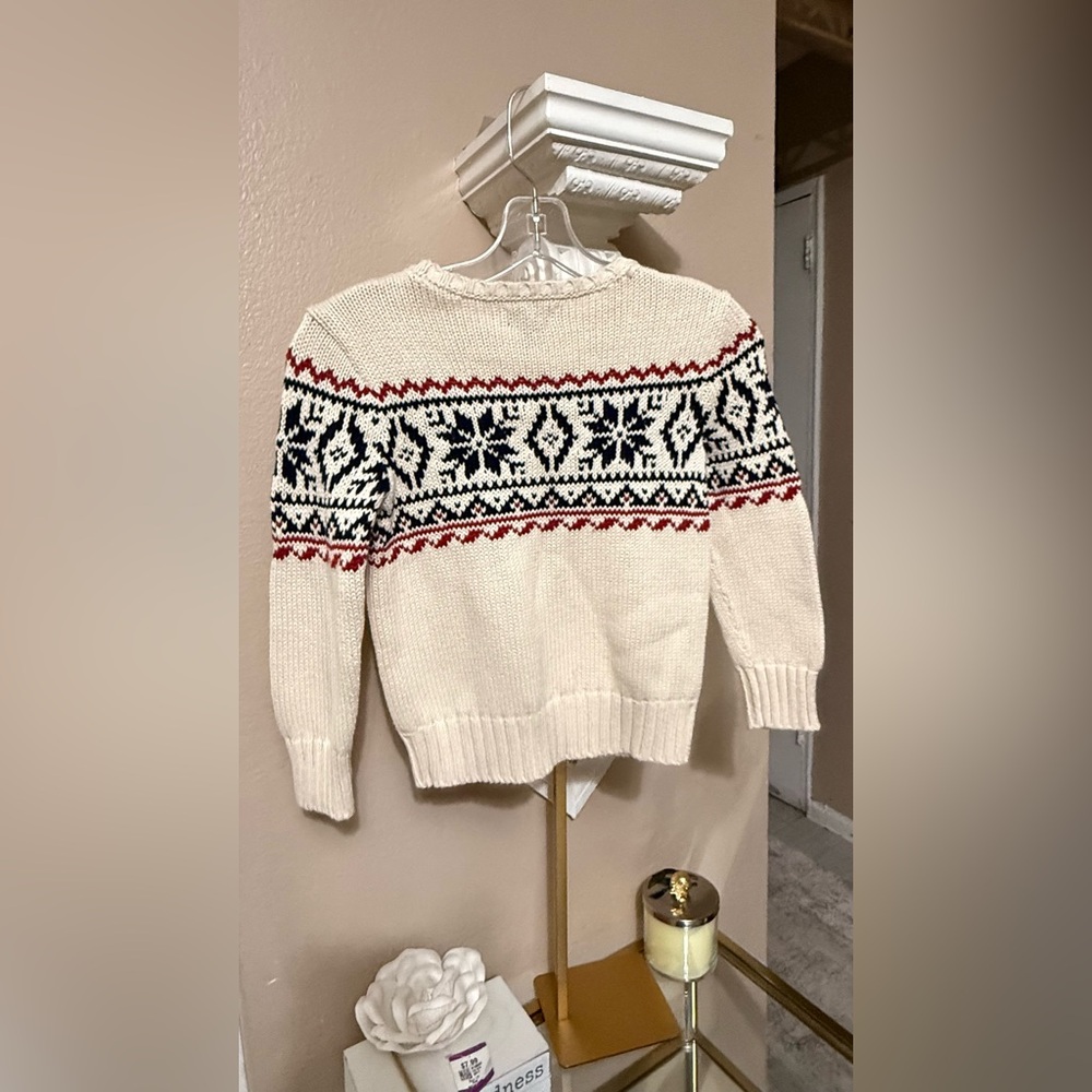 Polo by Ralph Lauren Cream Fair Isle Crewneck with Navy & Red Accents - Picture 3 of 7